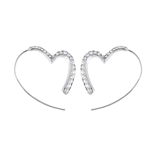 IQYU Ohrringe Tunnel Set 2024 Liebe voller -Ohrringe und Anhänger Design modische und vielseitige Ohrringe Super funkelnde Ohrringe und Ohrringe e Ohrringe (Silver, One Size) von IQYU