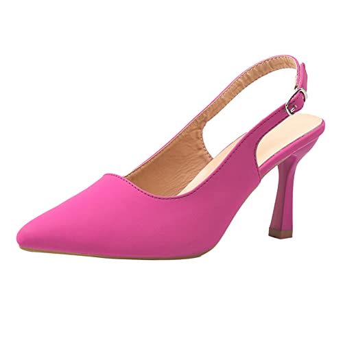 IQYU Pflege Schuhe Damen Altenpflege, einfarbiges, spitze flache Schnalle, dünne Sandaletten mit hohen Absätzen Herbst Schuhe Damen 39 (Hot Pink, 39) von IQYU