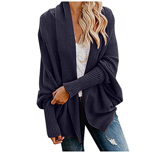 IQYU Poncho Damen Elegant Mit Ärmeln Jacke Übergangsjacke Strick-Cardigan Langarm Schulterjacke Warm Herbstjacke Grobstrick Strickjacke Kurze Strickmantel Open Front Bolero Jacke Winter Damenjacken von IQYU