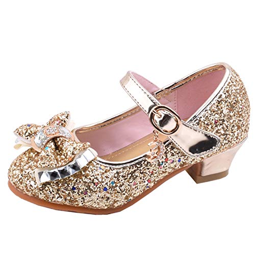 IQYU Prinzessinnen Schuhe für Mädchen - Elegant Festliche Kleidschuhe, Rutschfeste Tanzschuhe, Weicher Boden Abendschuhe, Atmungsaktive Flats - Performance Kleid Schuhe von IQYU