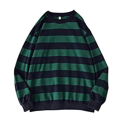 IQYU Pulli Teenager MäDchen Trend 2023 Sweatshirt Damen Ohne Kapuze Oversize Pullover Langarm Hoodie-Striped Sweater Y2k Top Gothic Punk Grunge Pullover Pulli Jumper Langarmshirt Hip Hop Streetwear von IQYU