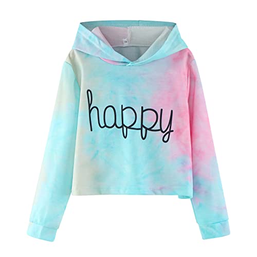 IQYU Pullover Mädchen S Hoodies Tops Mädchen Ärmel Brief Batik Kleidung Teenager Lange Sweatshirts Pullover Kurze Mädchen Tops Pullover Kleid von IQYU