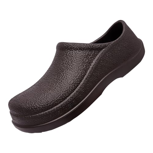 IQYU Regenstiefel Herren Kurz 2024 Herren-Kochschuhe, Vier Jahreszeiten, Herrenschuhe, große Größe, Schwarze Küchenarbeitsschuhe, Regenschuhe Diabetiker Schuhe Herren Größe 47 (Brown, 40) von IQYU