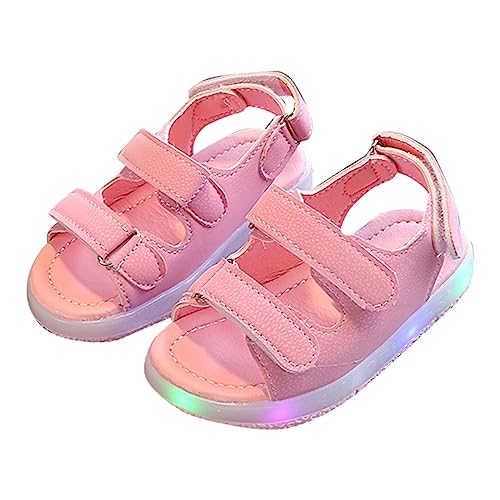IQYU Sandalen Herren Kleinkind Kinder Sport Sommer Mädchen Baby Sandalen LED Leuchtende Schuhe Turnschuhe Rosa Sandalen Für Kinder Lauflernschuhe Hausschuhe (Pink, 24 Toddler) von IQYU
