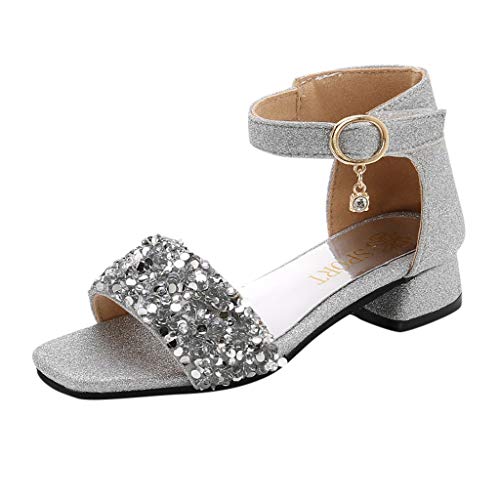 IQYU Sandalen Kinder MäDchen Sommer Mode Roman Sandaletten Absatzschuhe Open Toe Paillette Prinzessin Schuhe Rutschfeste Atmungsaktive Kindersandalen Luftig Premium Kleidschuhe Tanzschuhe von IQYU