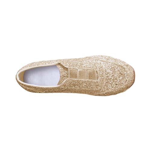 IQYU Schlupfschuhe Damen Sneaker Freizeitschuhe Damen Sommer Pailletten Canvas Slip On Sneakers Weiche Wanderschuhe Flache Strass Glitzer Loafer Mit Gummisohle Walkingschuhe Bequeme Barfußschuhe von IQYU