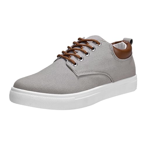 IQYU Schuhe Herren Schwarz 46 Männer Low Top Canvas Wanderschuhe schnüren Mode Turnschuhe Freizeitschuhe Weiße Schuhe Herren Sommer (Grey, 45) von IQYU