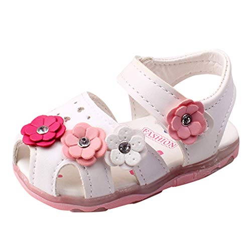 Schuhe Jungs 23 Mädchen leuchtende Sandalen Blumen Baby LED-Schuhe Kinder Kleinkind Säugling Baby Schuhe Baby Laufschuhe (White, 22 Toddler) von IQYU