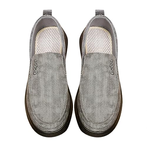 IQYU Schuhe Turnschuhe Herren Canvas-Schuhe für Herren mit lässigem Slip-On Coole Schuhe Herren Sneaker (Grey, 43) von IQYU