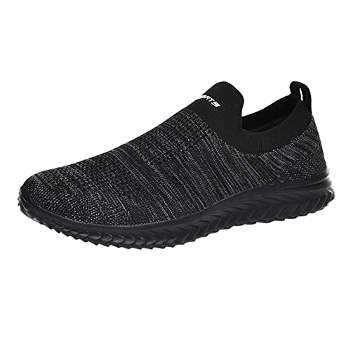 IQYU Schuhe Turnschuhe Herren Mode Sommer Herren Mesh Fliege atmungsaktiv gewebt Leichtgewicht bequemer lässiger Sneaker Socken Herren Bündchen (Dark Gray, 40) von IQYU