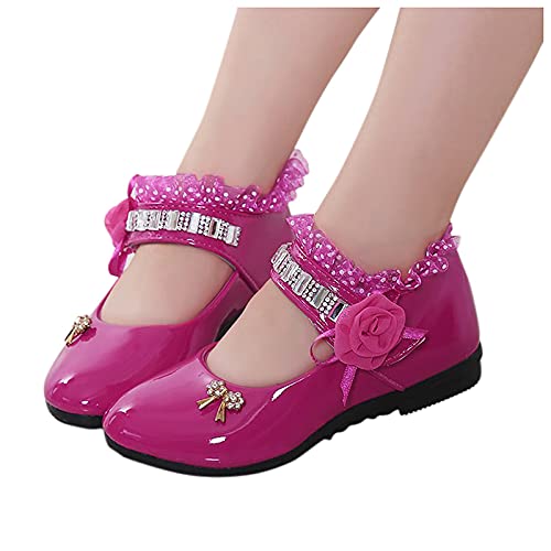 IQYU Schulschuhe Mädchen Schwarz - Kinderschuhe Mädchen 25 Elegant Prinzessin-Schuhe Mary Jane Schuhe Mit Schleife Perle-Glitzerschuhe Kinedr Mädchen Balerinaschuhe - Hochzeitschuhe Prinzessin Schuhe von IQYU