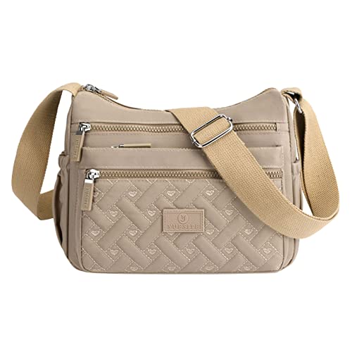 IQYU Schultergurt Für Taschen Silber Lässige Umhängetasche mit Taschen für Damen, wasserdichte Umhängetasche, Handtasche für den täglichen Gebrauch, Reisen Taschen Bücher (Khaki, One Size) von IQYU