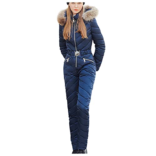IQYU Skianzug Damen Einteiler Retro-Skioverall Wasserdicht Warm GanzköRper-Schneeanzug Outdoor-Snowboard-Skisuit Warme Schnee Skifahren SäTze-Snowboardjacke-Skibekleidung Damen Set-Skinsuit von IQYU