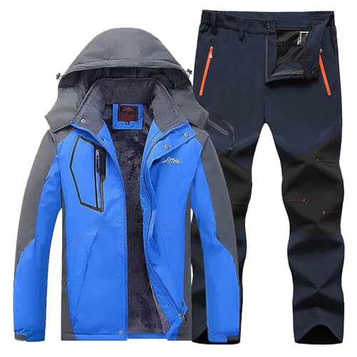 IQYU Skianzug Damen Große Größen | Schneeanzug Damen 2 Teilig Skianzug Winter Warme Snowboardjacke Wasserdichte Skihose Thermo Skianzug Mit Reißverschluss Skibekleidung Outdoor Sport Ski Set von IQYU