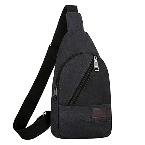 IQYU Smartphone Umhängetaschen 2022 Männer Brusttasche Mode Leinwand Umhängetasche Outdoor Sports Umhängetasche Leichte Damenweste Mit Taschen (Black, One Size) von IQYU