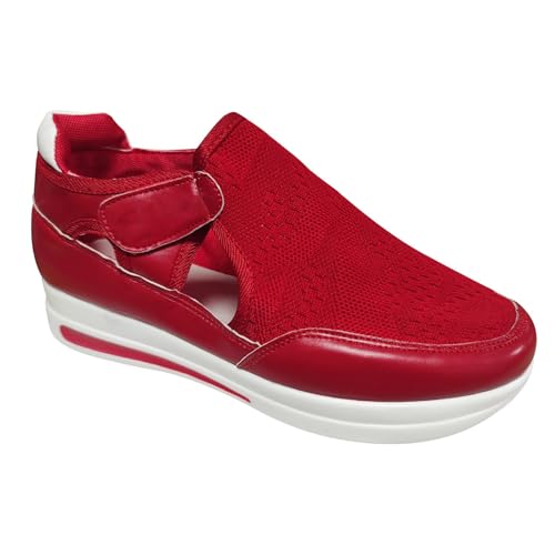 IQYU Sneaker Damen Freizeitschuhe Damen Sommer Flache Straßenlaufschuhe Mesh Atmungsaktiv Schlupfschuhe Große Größe Orthopädische Bequeme Walkingschuhe Weichen Sohle Gesundheitsschuhe Outdoorschuhe von IQYU