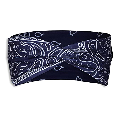 IQYU Stirnbänder Damen Winter Strick Elastisches Frauen-Band-Stirnband-Druck-Bandana-Wrap-Stirnband-Haar-Stirnband Stirnband Blau (Dark Blue, S) von IQYU