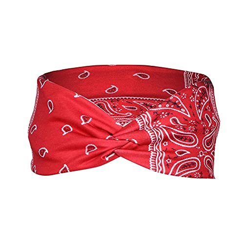 IQYU Stirnbänder Damen Winter Strick Elastisches Frauen-Band-Stirnband-Druck-Bandana-Wrap-Stirnband-Haar-Stirnband Stirnband Blau (Red, S) von IQYU