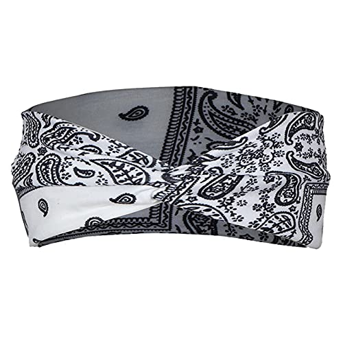 IQYU Stirnbänder Damen Winter Strick Elastisches Frauen-Band-Stirnband-Druck-Bandana-Wrap-Stirnband-Haar-Stirnband Stirnband Blau (White, S) von IQYU