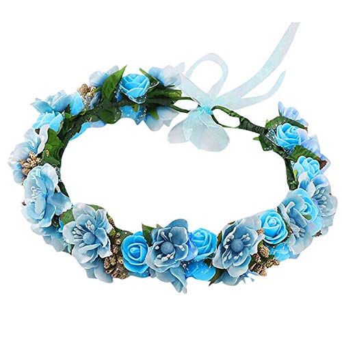 IQYU Stirnband Herren Winter Wolle Frauen Bräutigam Blumen Kronenhaarkranz Volleyball Set Mit Netz (Blue, One Size) von IQYU