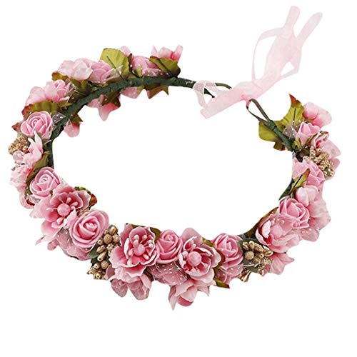 IQYU Stirnband Herren Winter Wolle Frauen Bräutigam Blumen Kronenhaarkranz Volleyball Set Mit Netz (Pink, One Size) von IQYU