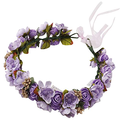 IQYU Stirnband Herren Winter Wolle Frauen Bräutigam Blumen Kronenhaarkranz Volleyball Set Mit Netz (Purple, One Size) von IQYU