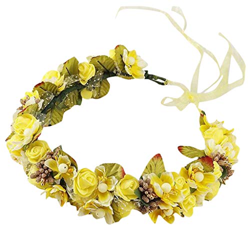 IQYU Stirnband Herren Winter Wolle Frauen Bräutigam Blumen Kronenhaarkranz Volleyball Set Mit Netz (Yellow, One Size) von IQYU