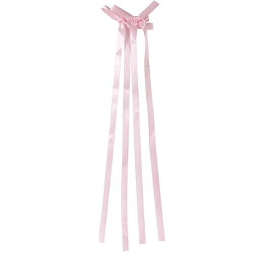 IQYU Stirnband Schweißband Herren Seidige Satin-Haarschleifen mit Quaste für Frauen, Quastenband, Schleife, Haarspangen für Pferdeschwanzhalter. Rote Haarschleife und schwarz-weiße (Pink, One Size) von IQYU