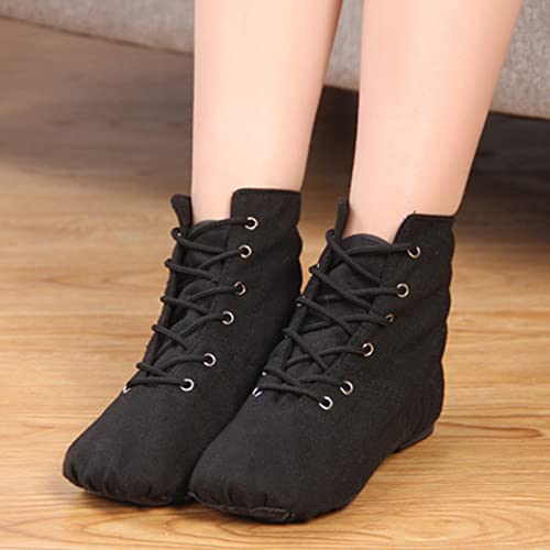 IQYU Tanzstiefel PU-Leder Jazzschuhe Ballettschuhe Tanzschuhe Damen Schnür Jazzschuh Segeltuch Tanz Flache Ballsaal Moderne Jazz Tanzstiefel für Mädchen Damen Schnürschuhe Jazzschuh Tanzschuhe von IQYU