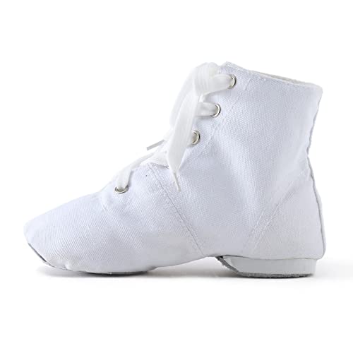 IQYU Tanzstiefel PU-Leder Jazzschuhe Ballettschuhe Tanzschuhe Damen Schnür Segeltuch Tanz Flache Ballsaal Moderne Jazz Tanzstiefel für Mädchen Damen Schnürschuhe von IQYU