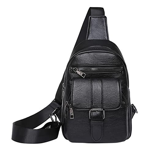 IQYU Taschen Angebot Brusttasche für Männer und Frauen, kleine Crossbody-Schultertasche aus PU-, Daypack, modischer Schultergurt & Taschen (Black, One Size) von IQYU