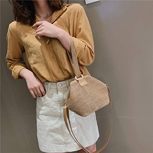 IQYU Taschen Bücher Kunst Fashion Women's Bag Messenger Shoulder Open Color Bag Bag Weaving Hand Solid Bag Taschen Aufbewahrungsbox (Khaki, One Size) von IQYU