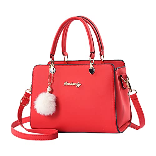 IQYU Taschen Damen Blau Andermatt Damen-Einkaufstasche, modische Handtaschen, Damen-Geldbörse, Umhängetasche, Umhängetasche, Ledertasche für Damen Kleid Mit Taschen 44 (Red, One Size) von IQYU