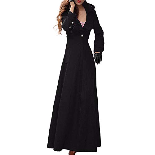 IQYU Trenchcoat Damen Lang Elegant Winterjacke Bodenlanges Wollmantel Langarm Slim Fit Wolljacke Frauen Vintage Parka Elegant Wintermantel Herbst Revers Mantelkleid Outwear Mantel von IQYU