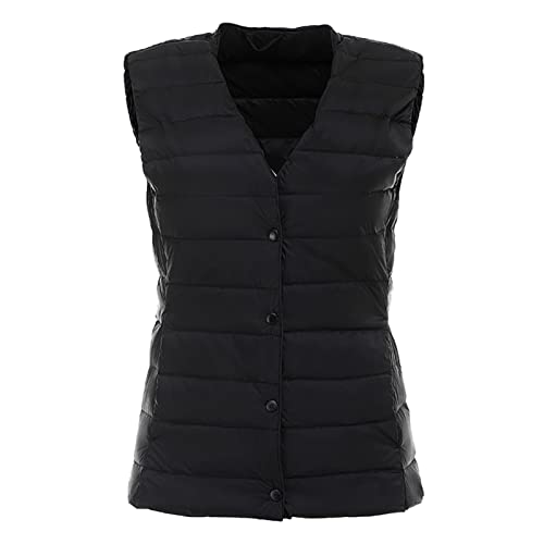 IQYU Ultraleichte Steppjacke Damen - Leichte Daunenweste Sport-Steppweste Ärmellos Damenwesten Warm Reitweste V-Ausschnitt Sportweste Winter Daunenjacke Elegant Übergangsjacke Elegante Wintermantel von IQYU
