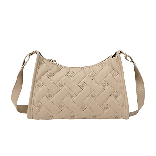 IQYU Umhängetaschen Damen Groß Mit Großen Henkeln Damen Umhängetasche Love Bestickte Achseltasche Frühling und Sommer Neues Muster Personalisierte Praktische Handytasche zum Damen (Beige, One Size) von IQYU