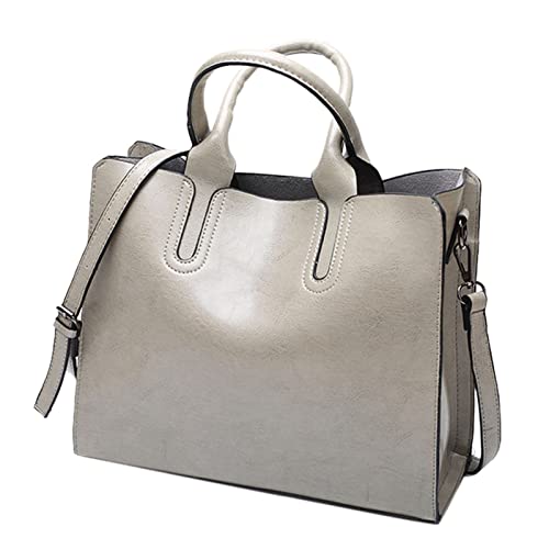 IQYU Umhängetaschen Klein Damen-Umhängetasche, modisch, einfarbig, Vintage-Reißverschluss, große Kapazität, Schultertasche Pelle Taschen (Grey, One Size) von IQYU