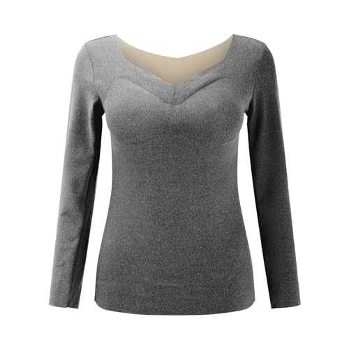 IQYU Unterhemden Damen Baumwolle Langarm: Thermounterwäsche Für Damen Sehr Warm-Funktionsunterhemd Grosse Grössen Thermo-Unterhemd Fleece-Thermooberteil Übergröße Merino-Unterwäsche-Skiunterwäsche von IQYU