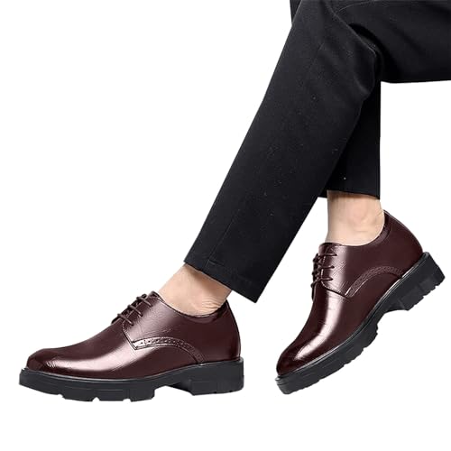 IQYU Wasserdicht Schuhe Herren 44 Schuhe zur Erhöhung der Körpergröße für Herren, 10 cm/8 cm/5 cm, Schuhe zur Erhöhung der Körpergröße, Dicke Sohle, Außenohr, Herren Schuhe (Zjsjm-B-Brown, 42) von IQYU