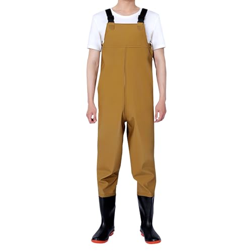 IQYU Wathose Damen Wasserdicht Mit Stiefel Anglerhose Wasserdicht Für Herren -Regenhose Outdoor Regenlatzhose-Anglerstiefel Atmungsaktiv Bundhose Sommer Regenhosen-Watstiefel von IQYU
