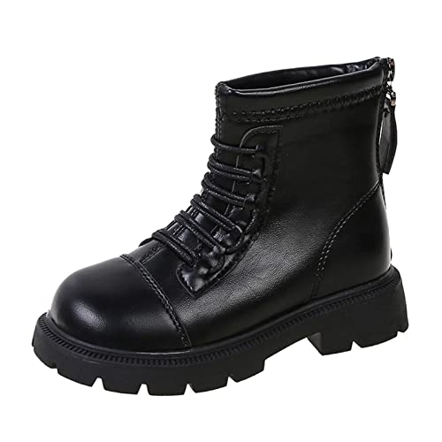 IQYU Winter Stiefeletten Kurze Stiefel MäDchen Jungen Lederritterstiefel Schlupfstiefel Atmungsaktive Kinderstiefel Freizeitstiefel Rutschfest SchnüRstiefeletten Winter Kleinkindschuhe Schlupfstiefel von IQYU