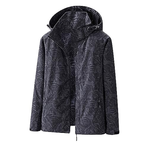 IQYU Winterstiefel Herren Maple Leaf Frühlings- und Herbstjacke für Herren, Outdoor, Ganzjahres-Bergsteigen, Rushsuit, dünner Mantel für Herren Mantel Herren 62 (Black, L) von IQYU