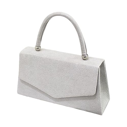 IQYUnter 10 Damen Taschen Damen-Tasche aus Wildlederimitat, Henkel, Handtasche, Party, Hochzeit, Rennen Hunde Handtuch Taschen (Grey, One Size) von IQYU