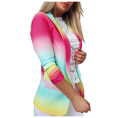 Jacke Damen üBergangsjacke - Damen-Jacken Sommer Blazer Langarm Open Cardigan Sommerjacke DüNne Bolero GroßE GrößEn Strickjacke Batik-BüRo Jacke Kurz Mantel Leichte Damenjacken - Blazer Sportlich von IQYU