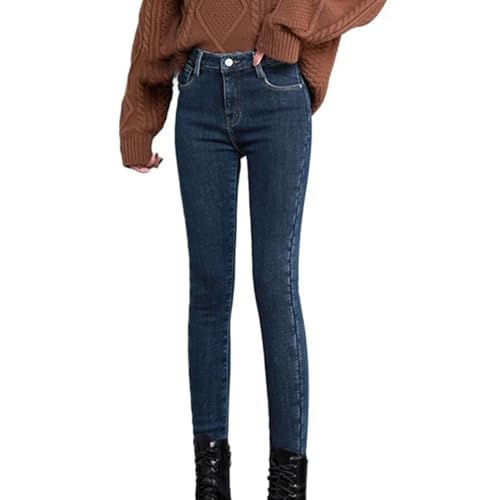 Jeans Leggings Damen Stretch Winter - Thermojeans Winter Gefüttert Fleecehose Skinny Fit Treggings High Waist Jeanshosen Lang Thermoleggings Thermo-Winterhose Strumpfhosen Jeggings Winterleggings von IQYU