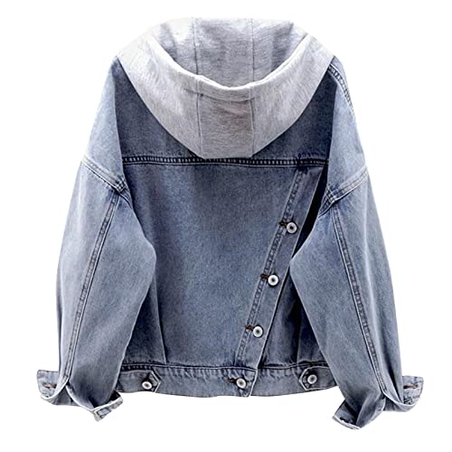 Jeansjacke Damen GroßE GrößEn Lang - Jeansjacke Damen Warm Fleece-GefüTtert Winterjacke Mit Kapuze Langarm üBergangsjacke Teenager MäDchen Jeansjacket Oversize Denim-Jacket Damen Winter Jeansjacken von IQYU