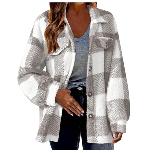 Karo-Mantel Damen Elegant Kurz - Wintermantel Damen Trenchcoat-Wolle-Jacke Karierter-Wollmantel Oversized Karierte-Jacke Kurz Trenchcoat Winter Übergangsjacke Kariertes-Wolljacke Hemdjacke Plüschjacke Karo-Mantel Damen Elegant Kurz - Wintermantel Damen Trenchcoat-Wolle-Jacke Karierter-Wollmantel Oversized Karierte-Jacke Kurz Trenchcoat Winter Übergangsjacke Kariertes-Wolljacke Hemdjacke Plüschjacke von IQYU