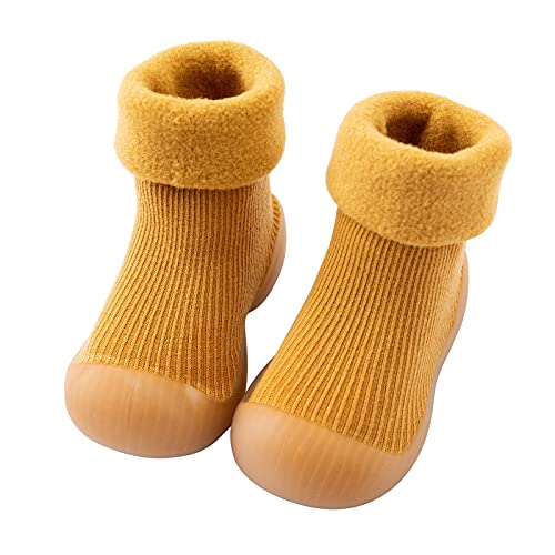 Kinder Anti Rutsch Socken Schuhe Babyschuhe Lauflernschuhe Mädchen Jungen Winter Gefüttert Hausschuhe Kleinkind Socke mit Gummisohle Krabbelschuhe Rutschfest Sockenschuhe Hüttenschuhe für Kinder von IQYU