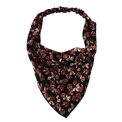 Kopftuch Damen Sommer Blumenhaarbandanas Kopftuch Frauen Bandana Print Haarschal Dreieck Haartuch mit Krawatten Kopftuch Fitness Stirnband Winter (C, One Size) von IQYU