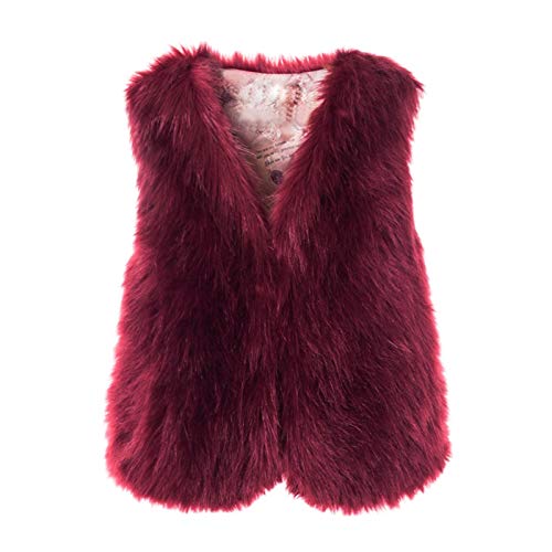 Kunstpelz Jacke Damen Kurz: Faux Fur Jacke Damen Warm Pelzmantel Winter Fellmantel Ärmellos Pelzweste Elegant Fellweste Übergangsjacke Kunstfell-Mantel Pelzjacke Strickweste/Winterjacke-Plüschjacke von IQYU
